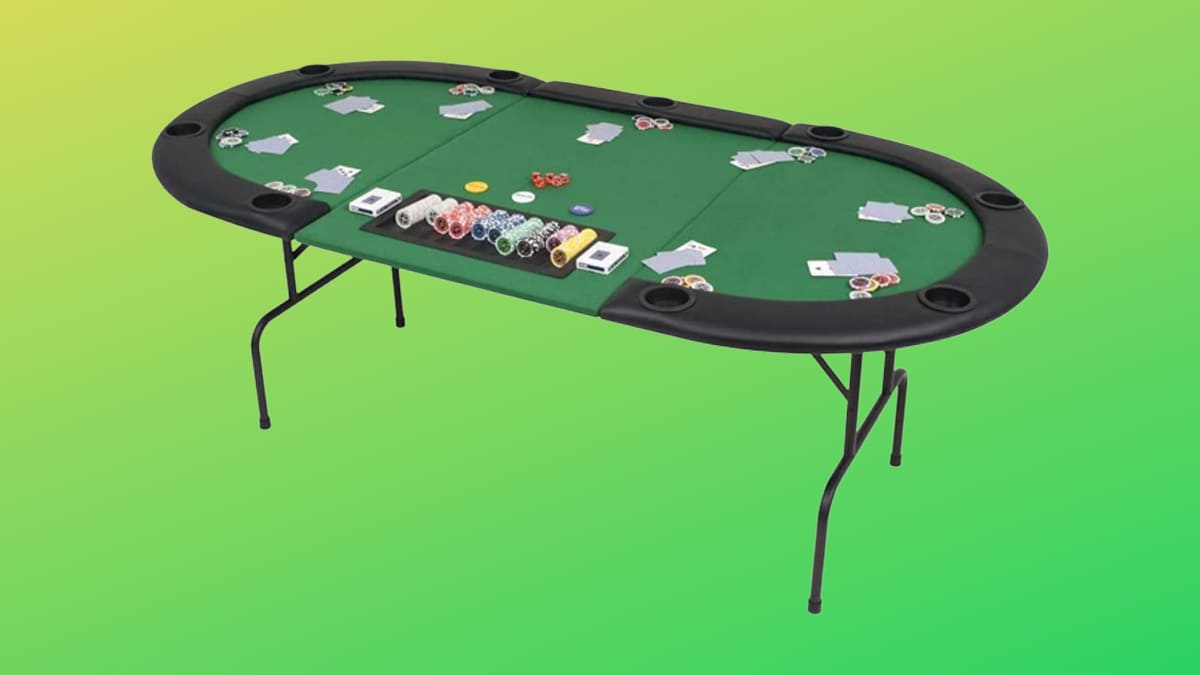 Home - Tapis de jeu de poker rectangulaire 8 joueurs vert Winner